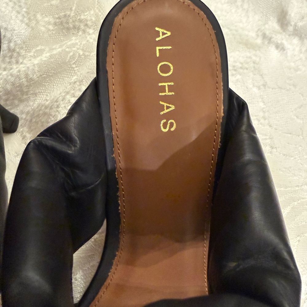 Alohas Natasha Puffy Leather Mule Heels Black EU 40 - Picture 4 of 12